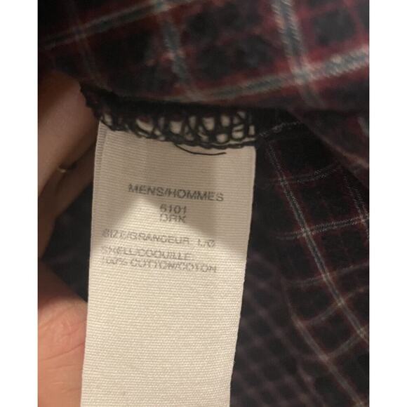 Woolrich Flannel Button Down Shirt Long Sleeve Sz L Red Brown Black Plaid Men’s - Picture 4 of 4